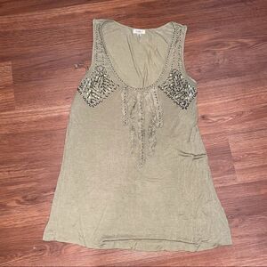 Olive Bedazzled Tank